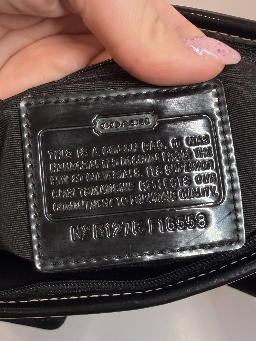 Vintage Coach Signature C Black & Gray Canvas Shoulder Bag Flap Pocket Y2K Purse - Picture 12 of 13